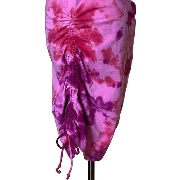 PINK Victoria's Secret NWT T-Shirt Dress Pink Tie Dye Size XL Ruched Sides - Picture 7 of 12